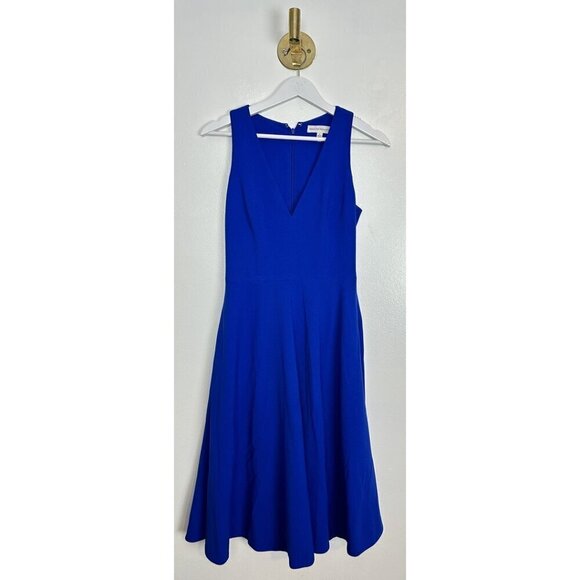 DRESS THE POPULATION Catalina Fit & Flare Cocktail Dress in Electric Blue Small - Picture 6 of 14